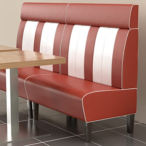GGMMÖBEL American 1 | Dinerbank | B:H 180 x 128 cm | Gestreift | Rot | Leder | American Diner Möbel, American Dinerbank