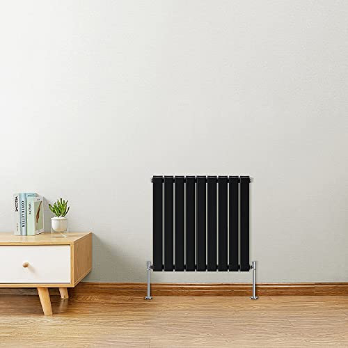Warmehaus Horizontal Designer Radiator Flat Panel Modern Heating Double Black Radiator 600x614mm