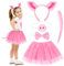 Fennoral 4tlg Schwein Kostüm Mädchen Schwein Ohren Stirnband Kinderkostüm Schweineohr mit Fliege Schweinenase Schwanz Ferkel Cosplay für Kindergeburtstag Karneval Halloween Fasching Party