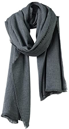Skcess Damen Schal Cashmere, Damen Schal Herbst Grau Einfarbige Quaste in Leinwandbindung Scarf Unisex 190X65CM(75X26In)