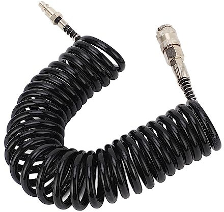 Tbest Manguera de Aire de Retroceso, Manguera Espiral Manguera de Compresor de Aire, Manguera de Aire en Espiral con Limitadores de Curvatura para Motocicletas de Automóviles (7 m/23 pies)