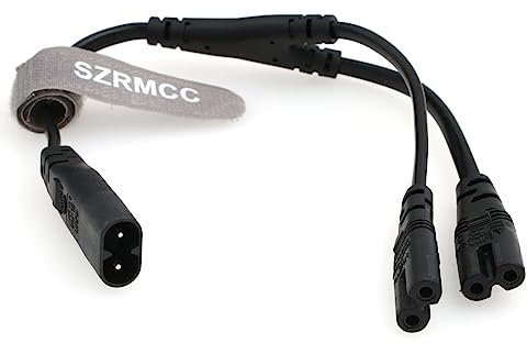 SZRMCC IEC 320 C8 auf Dual C7 Y Splitter Netzkabel Figur C8 Stecker auf 2 x C7 Buchse AC Netzteil Konverter Kabel für LCD Monitor Wand HDTV Sky Q Box PS4 Xbox One (C8 auf 2xC7 Schwarz)