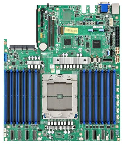Tyan 1S AMD EPYC Genoa Motherboard, 12 x 14 w/Proprietary mounting Holes, 24 DIMM Slots, 2 PCIe 5.0 Riser Slots, 9X PCIe 5.0 x8 MCIO, (1) GbE Dedicated for IPMI