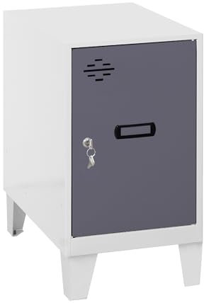 Simon Rack Simonlocker Kommode, klein, 575 x 300 x 500 mm, Amario aus Metall, inkl. Schlüssel, Weiß/Anthrazit