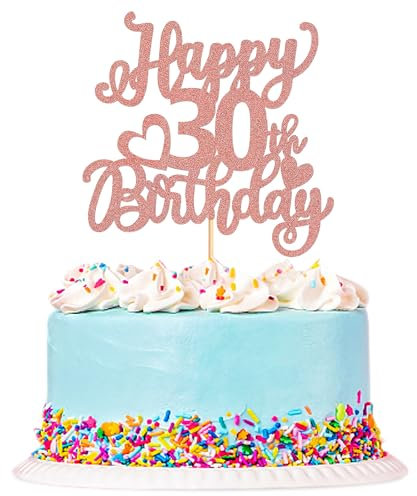 Blumomon 3 Pack Rose Gold Happy 30th Birthday Cake Topper Glitter Happy 30 Cupcake Topper Cheers to 30th Fabulous Cake Decoration for 30th Birthday Party Decoration Supplies