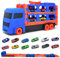 Donaky Camion Transporteur Voiture Jouet pour Enfant Portable Conception Pliable à 3 Couches avec 12 Voitures de Course Camion Jouet Enfant pour Les Garçon de 3 4 5 6 Ans, Bleu