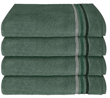 Schiesser Frottier Handtuch Skyline Color im 4er Set | 100% Baumwolle aus nachhaltiger Produktion | saugstark, weich, farbecht | 50x100cm | Dunkelgrün
