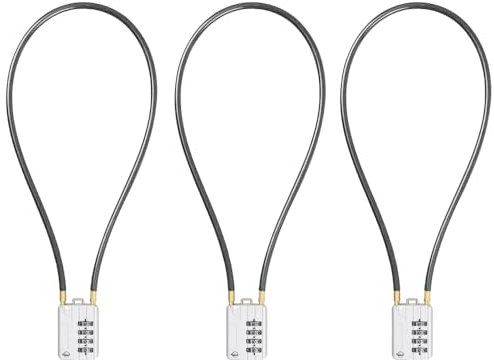 SISAV 4 Digit Cable Combination Lock 20 inches(50cm) Bold Cable for School Gym Locker,Helmet,Filing Cabinets,Toolbox,Luggage Suitcase,knapsack,Cable 5mm Diameter,Silver(3 Pack)