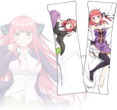 FDSAD Anime Kissenbezüge The Quintessential Quintuplets Nakano Nino Dakimakura kurzer Plüschstoff doppelseitiger Anime Körper Kissenbezug