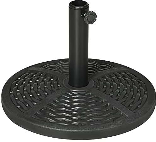 Outsunny Base de Sombrilla Redonda Soporte para Parasol con Relleno de Cemento Peso 9,5 kg para Poste de Parasol de Ø38/48 mm Negro