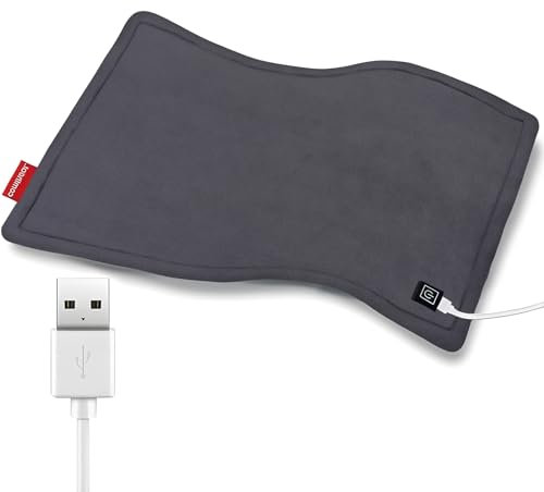 Comfheat USB-Heizkissen, 5V beheizte Reisedecke Pads für Auto-Flugzeug, 3 Wärmeeinstellungen & automatische Abschaltung, warme Therapie für Schmerzlinderung Bauch Krämpfe (40x 30CM) (nicht aufladbar)