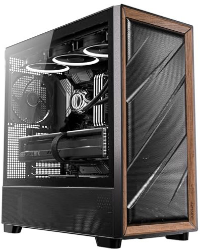 Antec Flux Mid Tower Tempered Glass Black/Wood PC Gaming Case