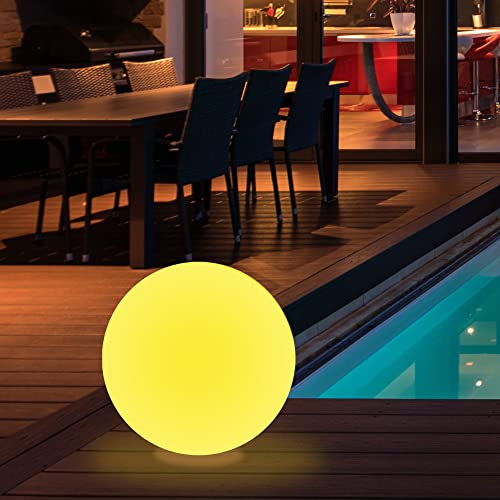 wuuhoo® lámpara solar LED de bola Gloria 16 colores 20-50cm, lámpara globo esfera solar resistente a la intemperie y regulable con mando a distancia 20 cm