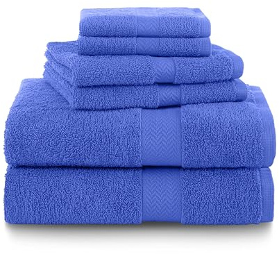 Martex 6-Piece 100% Ringspun Cotton Towel Set | Quick Dry | Super Absorbent & Soft | Lightweight | 2 Bath Towels | 2 Hand Towels | 2 Wash Cloths | Cobalt Blue