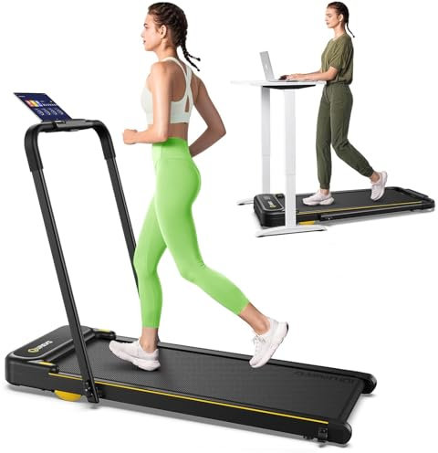 UREVO Tapis Roulant Elettrico Pieghevole Strol 2E, Walking Pad Salvaspazio con Doppio Display LED, App Intelligente per Fitness, Senza Installazione, Tapirulan Per Camminata o Corsa in Ufficio o Casa