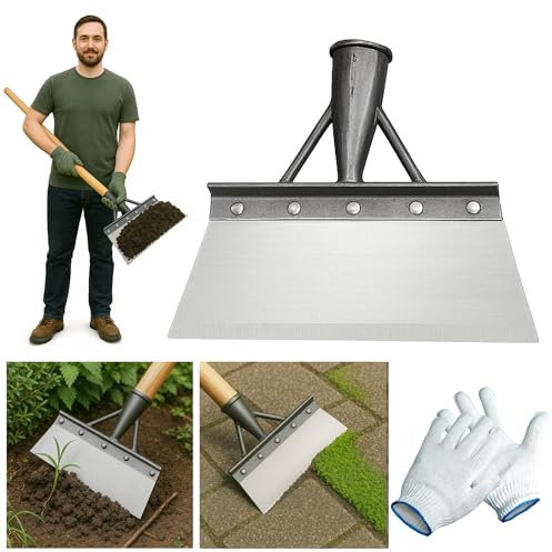 Pelle & Sol Garden Shovel & Moss Remover Tool w/Gloves - Heavy Duty Shovel Gardening, Floor Scraper, Weed Scraper - Manual Weeding, Garden Tools & Equipment for Gardening - Handle Not Included (26cm)