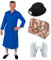 Magisches Nanny-Kostüm für Herren, Hirsch-Kostüm, inklusive blauem Kleid, Gänseblümchen-Bowlerhut, weißen Handschuhen und floraler Tasche, lustiges Kostüm für Junggesellenabschiede, 90er-Jahre-Party