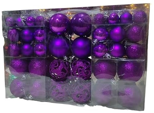 Christbaumkugeln, Weihnachtskugeln Plastik Weihnachtskugeln 3-6cm 100 Stück/Set Ornament Ball Party Hausgarten Dekoration for Weihnachtsbaum(Purple)