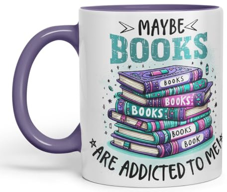 Vixar Maybe Books are Addicted to Me Funny Book Lover Coloured Mug Cup 11oz (Purple)