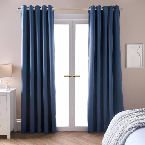 Dreamscene Blackout Curtains for Bedroom 46 x 54, Super Soft Thermal Insulated Curtain Decorative Winter Summer Blackout Eyelet Curtains for Living Room 2 Panels, Arctic Blue