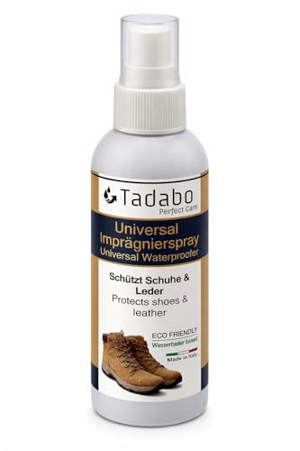 Tadabo Spray impermeabilizante universal para zapatos y cuero, 100 ml, protección para zapatos de tela, cuero, ante, nobuck y gamuza, impermeabilizante para mujer y hombre, zapatos de senderismo y
