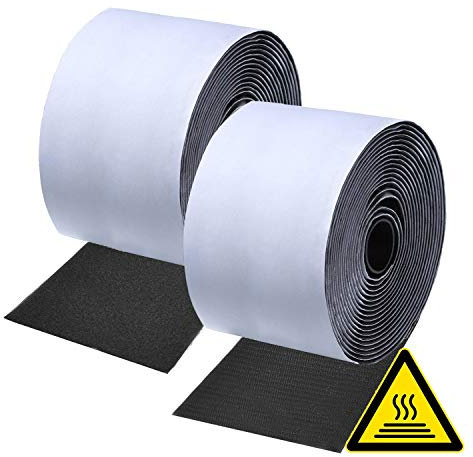 ANDERK 11CM x 2M Resistenza alle alte Temperature Versatili Adesivo Forte Nero Strisce Adesive Auto Hook and Loop Strips