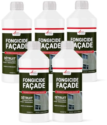 Fongicide, concentré anti dépôt vert, pour murs, façade, élimine, algues et lichens, anti-mousse - 5 L (5 x 1L) - ARCANE INDUSTRIES