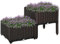 Outsunny Juego de 2 Jardineras de Exterior Jardineras Cuadradas Imitación a Mimbre Combinación Libre Maceteros para Jardín Patio 40x40x26/44 cm Marrón