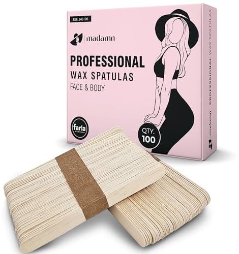 Madamn Professional Wooden Wax Spatulas 2 x 100 Pack - Natural Birch Wax Sticks, Multi-Use Wax Applicator Sticks for Hair Removal, Plant Labels, Crafting Tools - Eco-Friendly Disposable Wooden Sticks