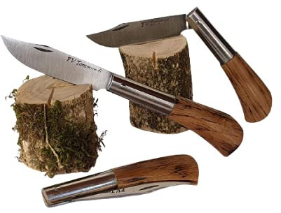 Navaja artesanal TARAMUNDI roble quemado punta vuelta Caza, Pesca, Camping, Outdoor, Supervivencia y Bushcraft + Portabotellas de regalo