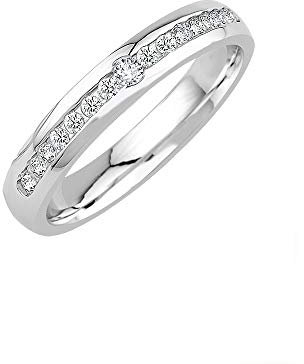 GIORO Lina Damen Ring Verlobungsring Antragsring 925 Silber *handgefasste Steine* Weißgold Platin Optik mit Gravur (58 (18.5))
