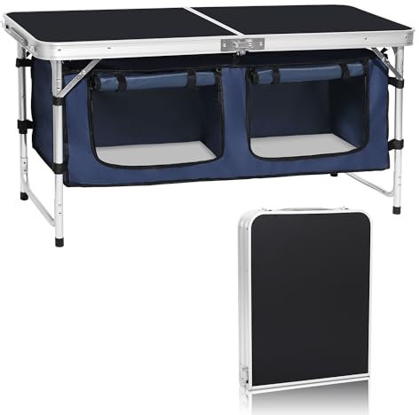 Camp Field Klappbarer Campingtisch aus Aluminium mit verstellbaren Beinen für Outdoor, Reisen, Strand, Hinterhöfe, Grillen, Party und Picknick, faltbarer Tisch