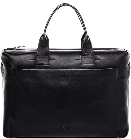 FEYNSINN große Laptoptasche echt Leder - 15.4 Zoll Laptop Business-Tasche Troy - Umhängetasche Aktentasche mit Laptop-Fach - Ledertasche Herren und Damen schwarz handgefertigt