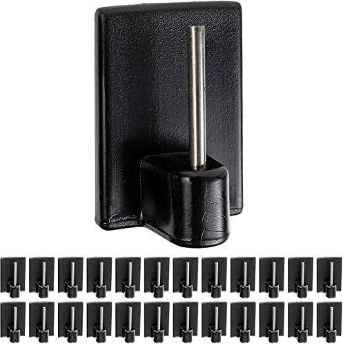 Gancio autoadesivo per bastone, 24 pz, Colore Nero, misura 25 x 17 mm, ganci per tenda, ganci per zanzariere, gancio adesivo per tende a finestra, aggancio per bastoni su finestre in PVC, curtain hook