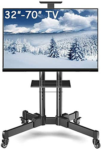 BUYAOBIAOXL TV Ständer Bodenständer-TV for 32-70 Zoll TV, Universal Swivel Trolley, Black Steel, Last 75kg