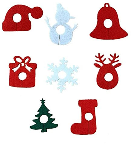 8pcs Christmas Wine Glass Felt Cup Ring Decorative Drinking Cup Identifier Drink Markers Pendant