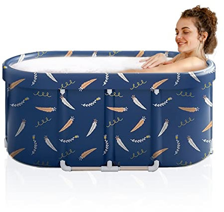 LERGNA Baignoire portable, baignoire autoportante pliable, baignoire japonaise, cabine de douche, baignoire spa pliable pour adultes, garçons et filles, bain de glace chaude extérieur/intérieur, 119,4