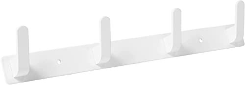YUET 4 Door Hook Coat Bathroom Towel Hooks Wall Mounted Screw in Fixed Door or Robe Hook- Heavy Duty for Wall Hanger - Stainless Steel Holder in Bedroom or Kitchen for Clothes, Hats, (White)