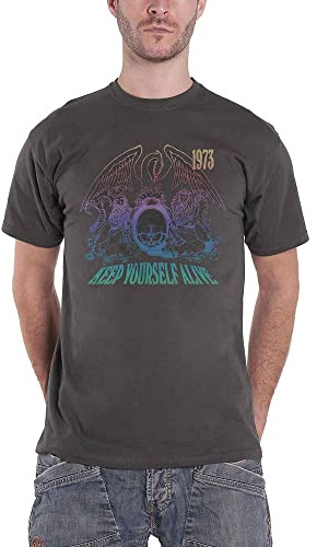 Queen T Shirt Keep Yourself Alive Band Logo Official Unisex Charcoal Grey L