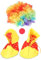 Bunte Clown Perücke und Rote Nase und Clownschuhe: Lustiger Regenbogen Afroperücke | Faschingskostüme für Karneval Kinder Erwachsene(Clownschuhe Zufällige Farbe)