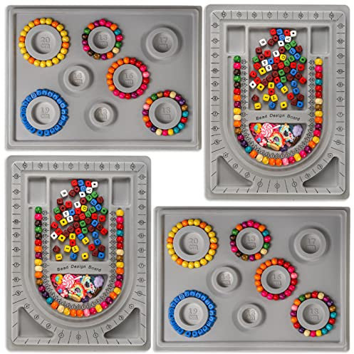 Coloch 4 Pieces Beading Board, Plastic Bead Design Tray DIY Jewelry Making Tray Beading Jewelrys Organizer Flocked Bead Board for Necklace, Bracelet, Jewelry Making
