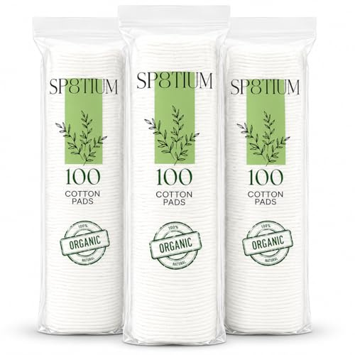 SP8TIUM Cotton Pads Cotton Wool Pads Non-Fleecing No Shed Makeup Remover (300 Pack)