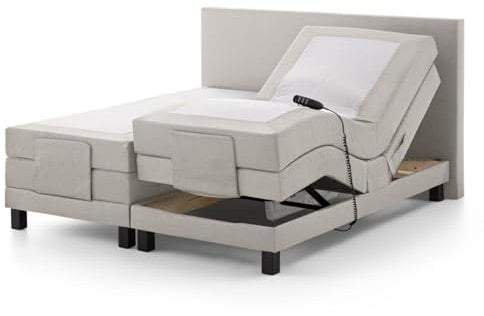 UNIVANDO Boxspringbett 140x200 elektrisch verstellbar mit Motor - 7 Zonen Durchgehende Taschenfederkernmatratze - TFK Härtegrad H2 - H3 Wendematratze - Verstellbarem Kopf-& Fußteil (beige)