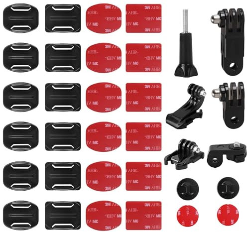 PIWOSGOL Support Universel GoPro - Fixations 3M VHB Plates/Incurvées - Compatible Hero 5-11/MAX/Session 3+/3/2/1 - Monture Casque Moto/Vélo, Action Cam Haute Résistance