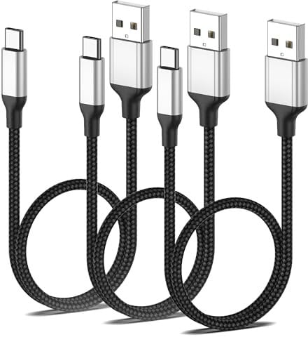60cm USB auf USB C Kabel Kurz, 3 Stück Android Auto Kabel USB C Ladekabel Schnellladekabel USB Typ C Datenkabel für Samsung Galaxy S23 S22 S21, Huawei Mate 40 P30 P20 P10 Pro, Oneplus, Xiaomi