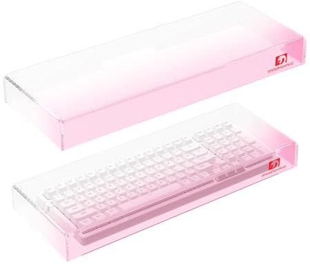 SELORSS KC04 Acrylic Gaming Keyboard Dust Cover Protector Mechanical Keyboard Cover PC Keyboard Cat Protector for K61 K68 K87 K98 K104 Full Size Computer Keyboard 17 * 6 * 1.9in (Pink)