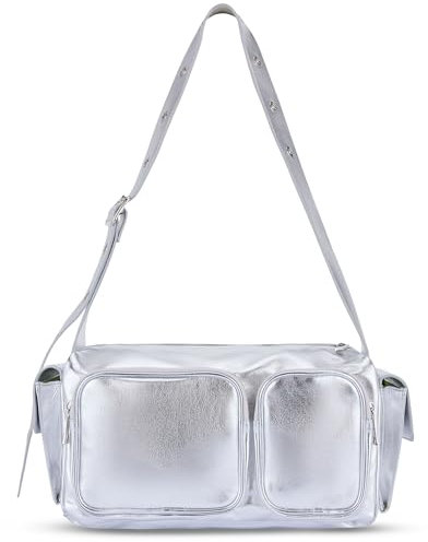 Expatrié Schultertasche Damen Silber Metallic - Stella - Handtasche für Party, Dating & Freizeit - Elegante Tasche im Retro Design - Aesthetic Shoulderbag Women