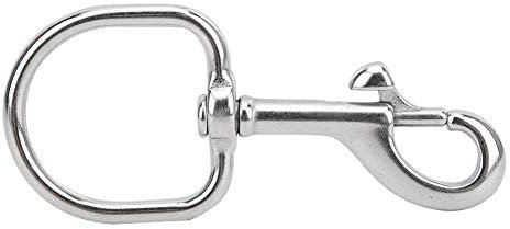 ChengyuWei Swivel Large Eye Bolt Snap Hooks, Marine Grade Single Ended Flagpole Snap Clips, Silvery D rings Buckle, Stainless Steel Single Head Hook D Ring Lobster Clasp Lanyard Hook