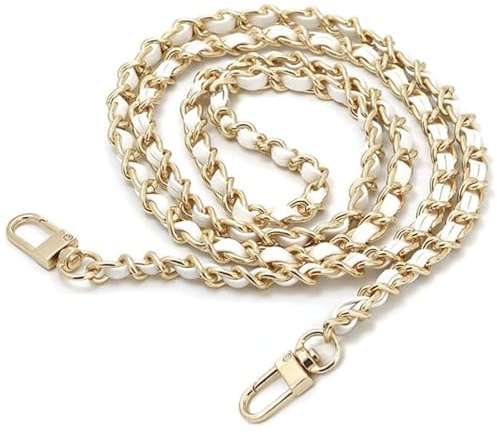 Väskkedja, handväskskedja, metallersättningskedja, 120 cm kedja för handväskor, axelkedja, metallkedjor, väsktillbehör. (vit)
