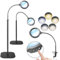 GABORISH 12X Lupe mit Licht und Ständer, 3 in 1 Vergrößerungslampe mit 54 LED, Flexible Schwanenhals-Bodenlampe 5 Farbmodus 10 einstellbare Helligkeit für Enge Arbeit, Handwerk, Lesen